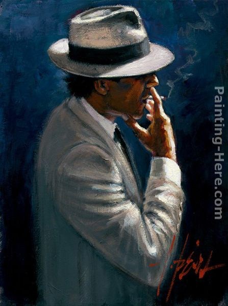 Fabian Perez Smoking Under The Light White Suit